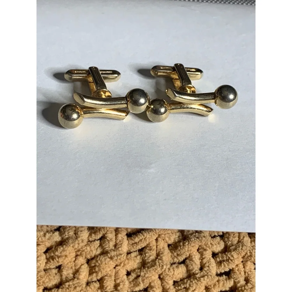 Gold Tone Ball‎ Cufflinks Classic Vintage Style Dress Shirt Accessories
